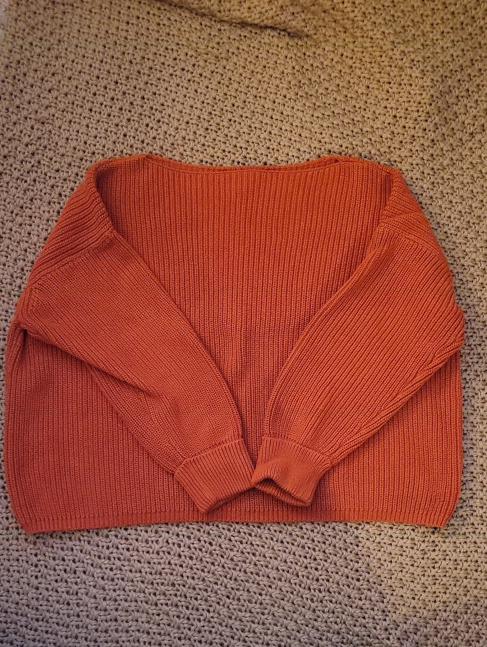 Women's Cropped French Connection Knit Sweater Size Small Deep Orange